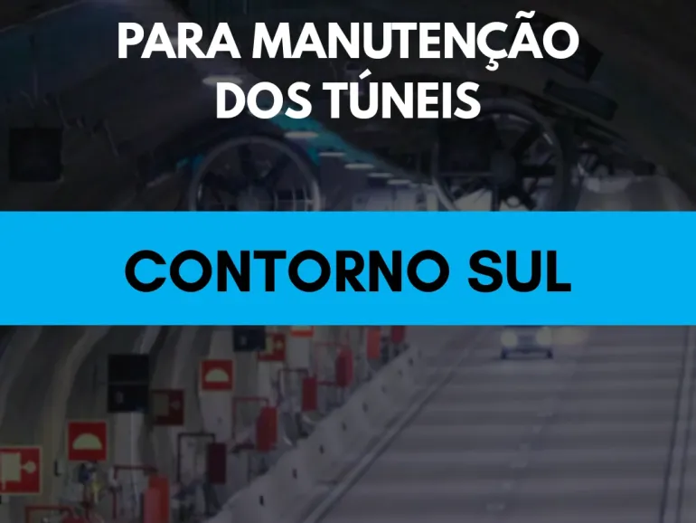 Túneis dos Contorno Sul serão fechados para manutenção noturna
