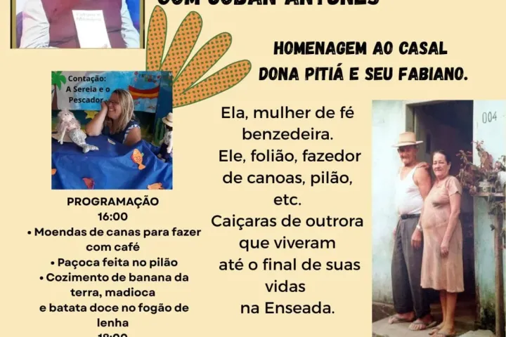 Ponto de Cultura Ciranda Caiçara – Mestre Ostinho de Ubatuba apresenta o Sarau Caiçara com Joban Antunes em homenagem a Dona Pitiá e Seu Fabiano
