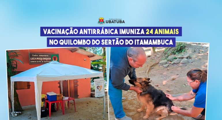 Vacinação antirrábica imuniza 24 animais no Quilombo da Itamambuca