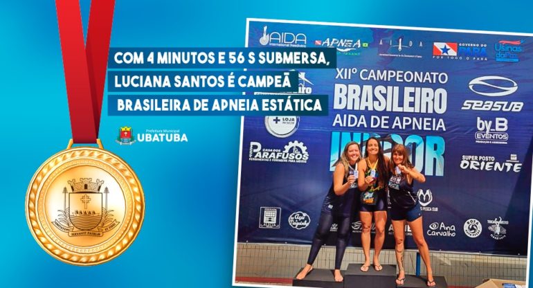 Com 4 minutos e 56 s submersa, Luciana Santos é campeã brasileira de apneia estática